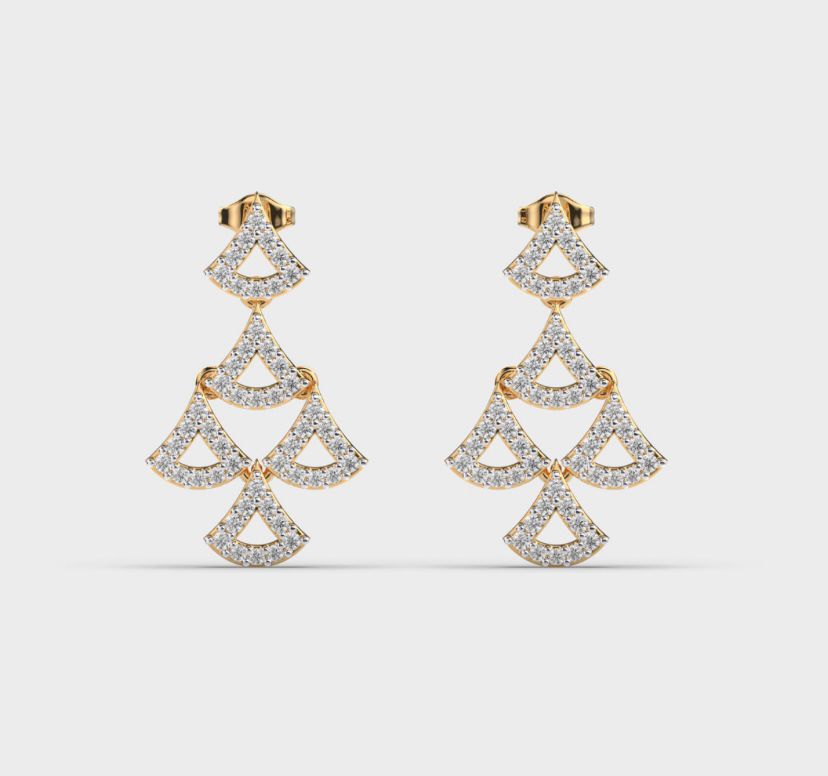 Layered Tier Diamond-Encrusted Earrings