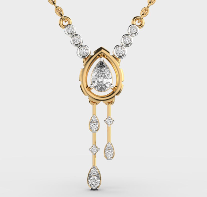 Pear Cut Diamond Elegance Pendant With Chain