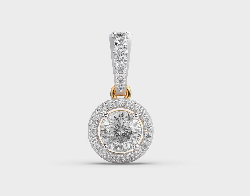 Gleaming Round Padma Cut Diamond Pendant without Chain