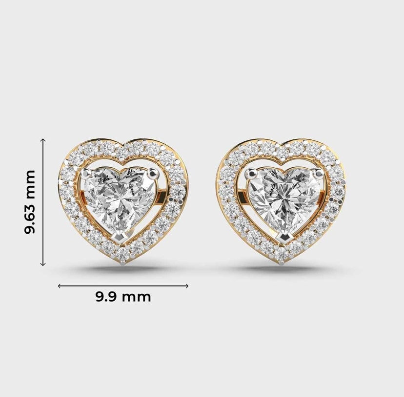 1 Carat Heart and Halo Studs