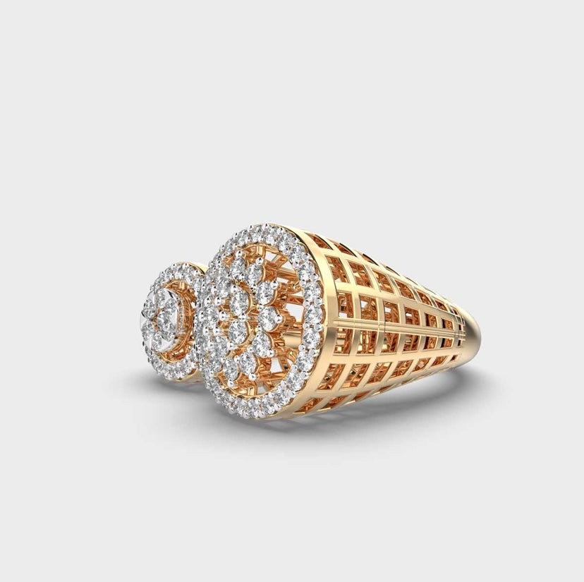 Twin Circle Cocktail Diamond Encrusted Ring