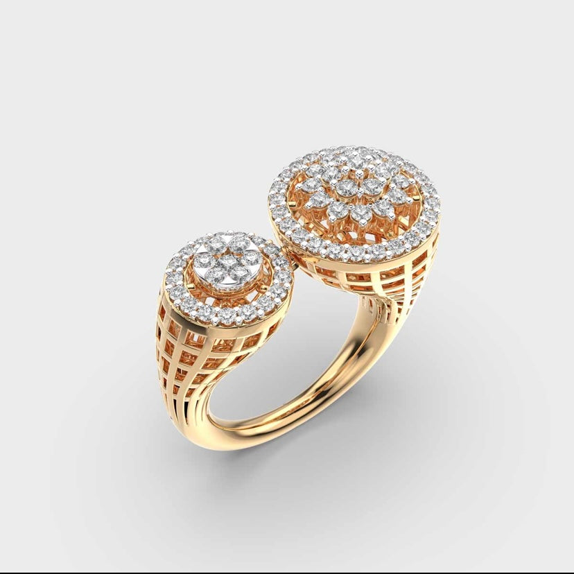 Twin Circle Cocktail Diamond Encrusted Ring
