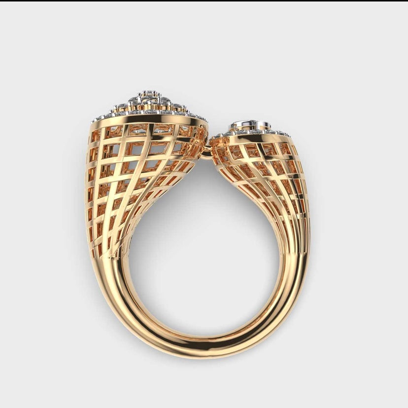Twin Circle Cocktail Diamond Encrusted Ring