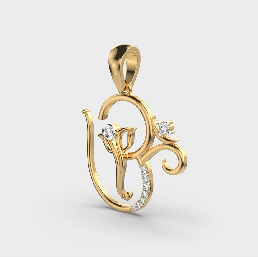 Ganesha OM Diamond Pendant Without Chain