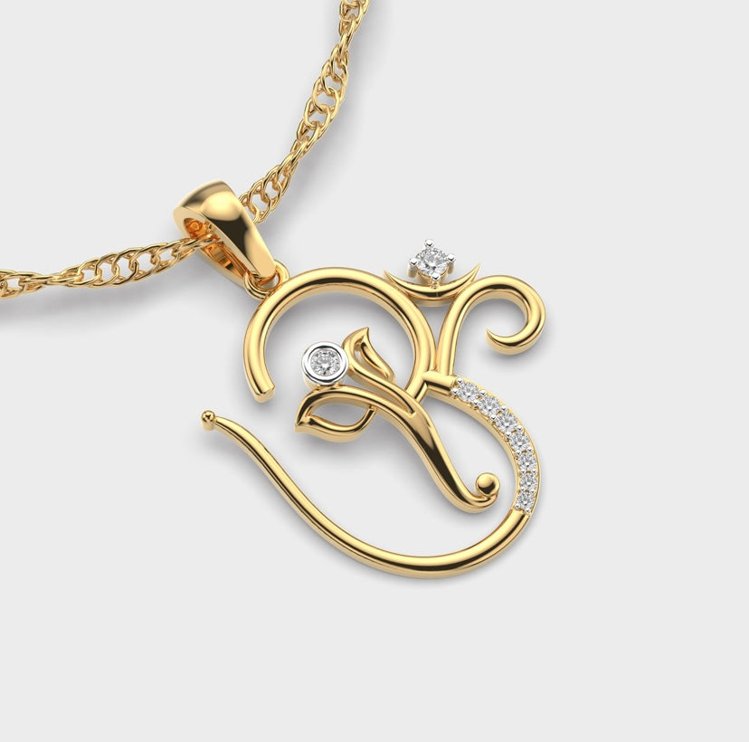 Ganesha OM Diamond Pendant Without Chain