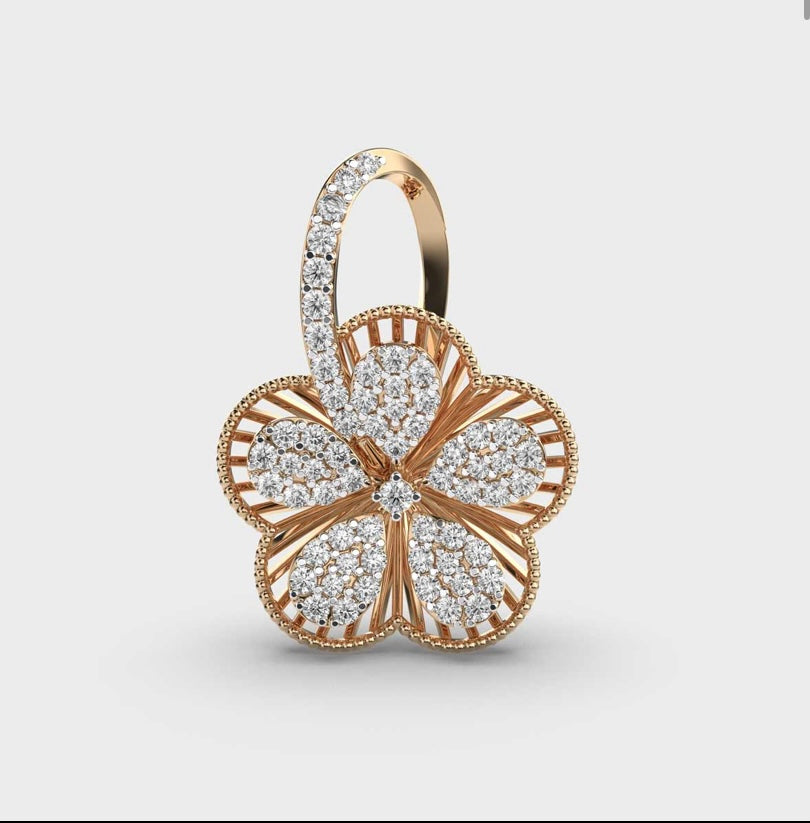 Intricate Flora Diamond Encrusted Pendant Without Chain