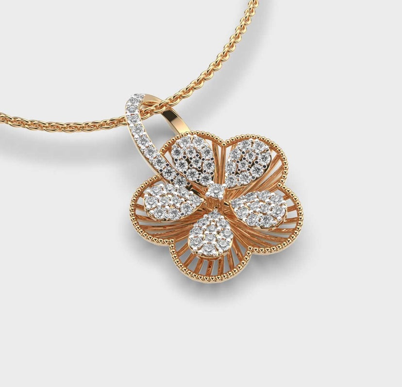 Intricate Flora Diamond Encrusted Pendant Without Chain