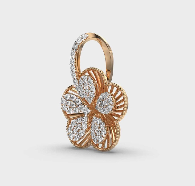 Intricate Flora Diamond Encrusted Pendant Without Chain