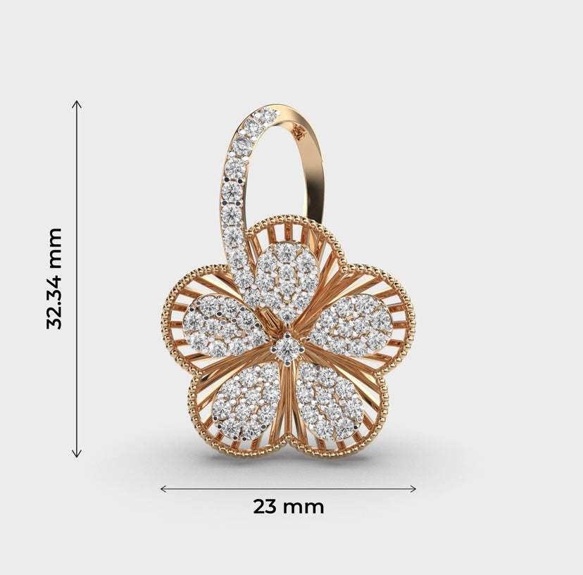 Intricate Flora Diamond Encrusted Pendant Without Chain