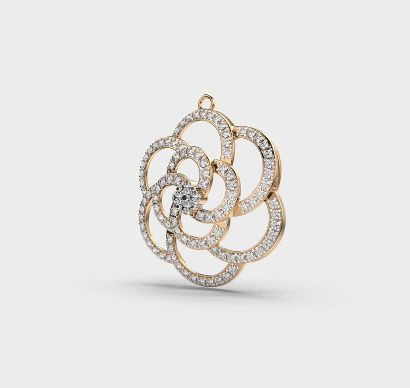 Swivlelling Flower Diamond Pendant without Chain