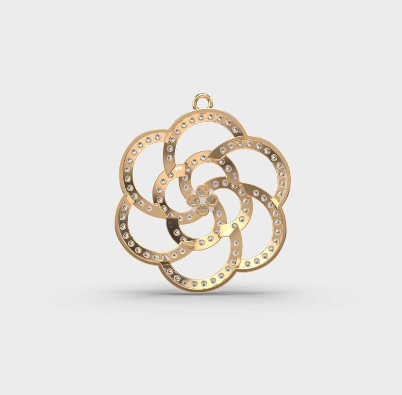 Swivlelling Flower Diamond Pendant without Chain