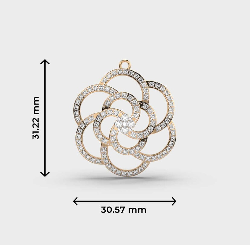 Swivlelling Flower Diamond Pendant without Chain