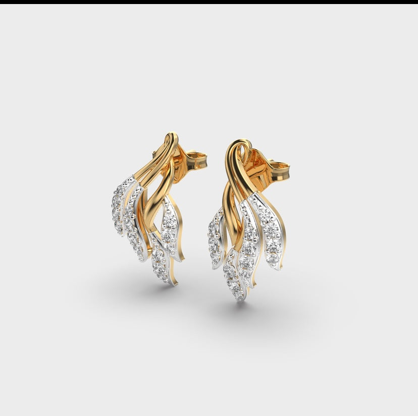 Flaring Ribbons Diamond Earrings