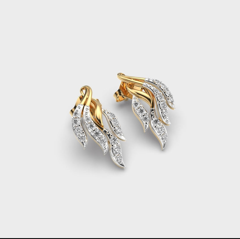 Flaring Ribbons Diamond Earrings