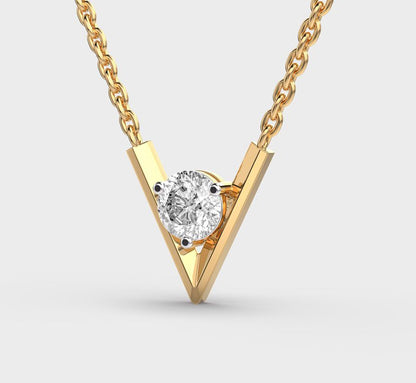 V-Shaped Padma Cut Diamond Pendant with Chain