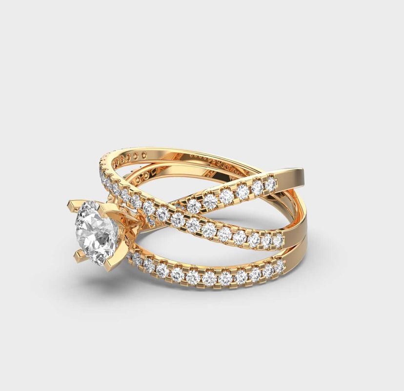 Celestial Solitaire Diamond Crisscross Ring