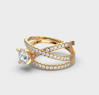 Celestial Solitaire Diamond Crisscross Ring