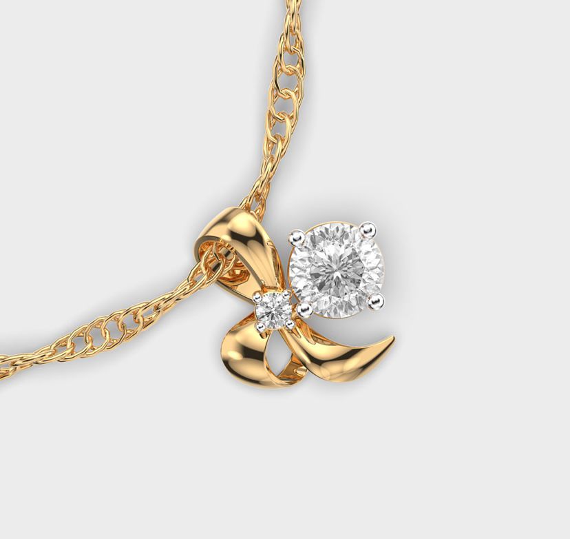 Bow with a Padma Cut Diamond Pendant without Chain