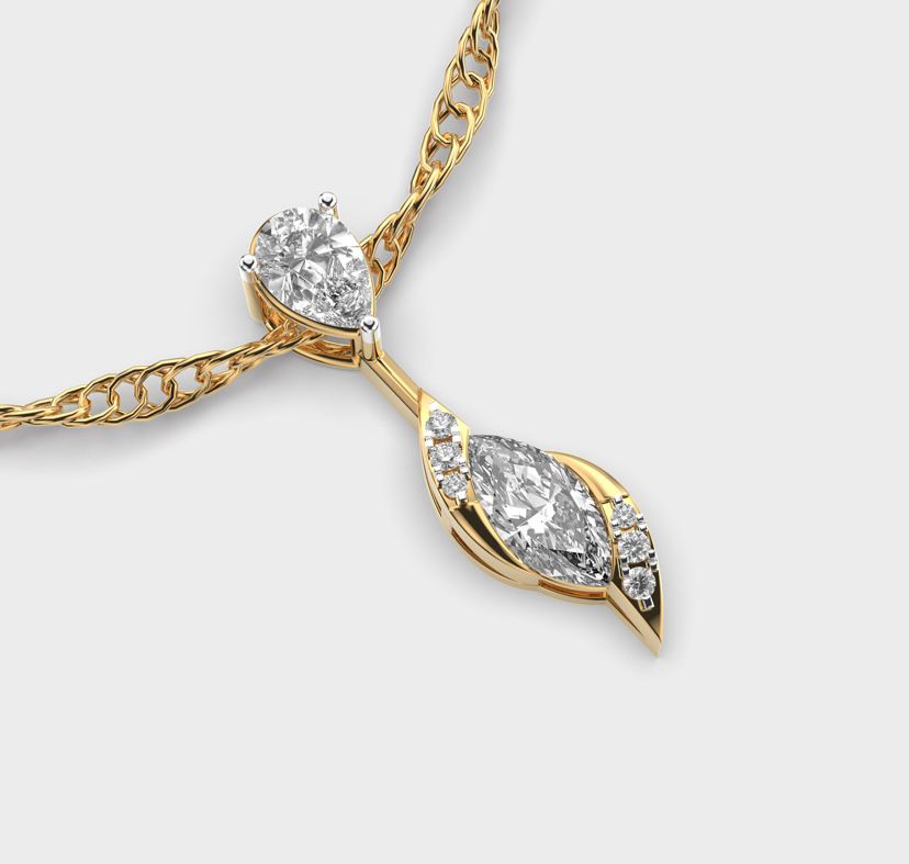 Opaline Trace Pear Cut Diamond Pendant Without Chain