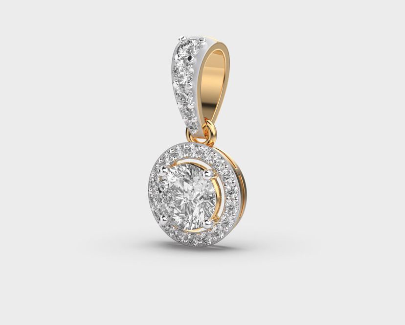 Gleaming Round Padma Cut Diamond Pendant without Chain