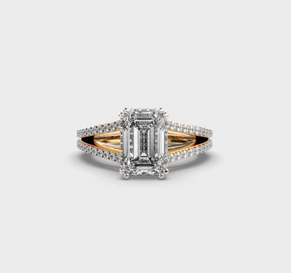Emerald Cut Diamond in Duo Branching Band