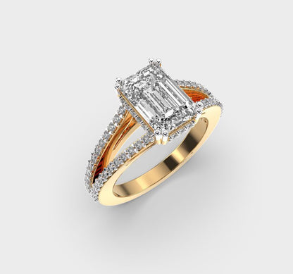 Emerald Cut Diamond in Duo Branching Band