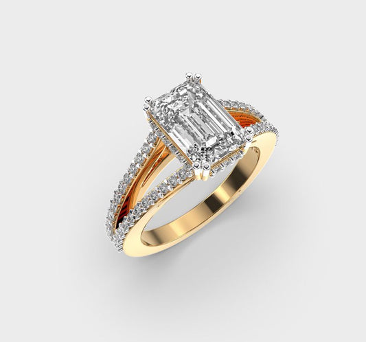 Emerald Cut Diamond in Duo Branching Band
