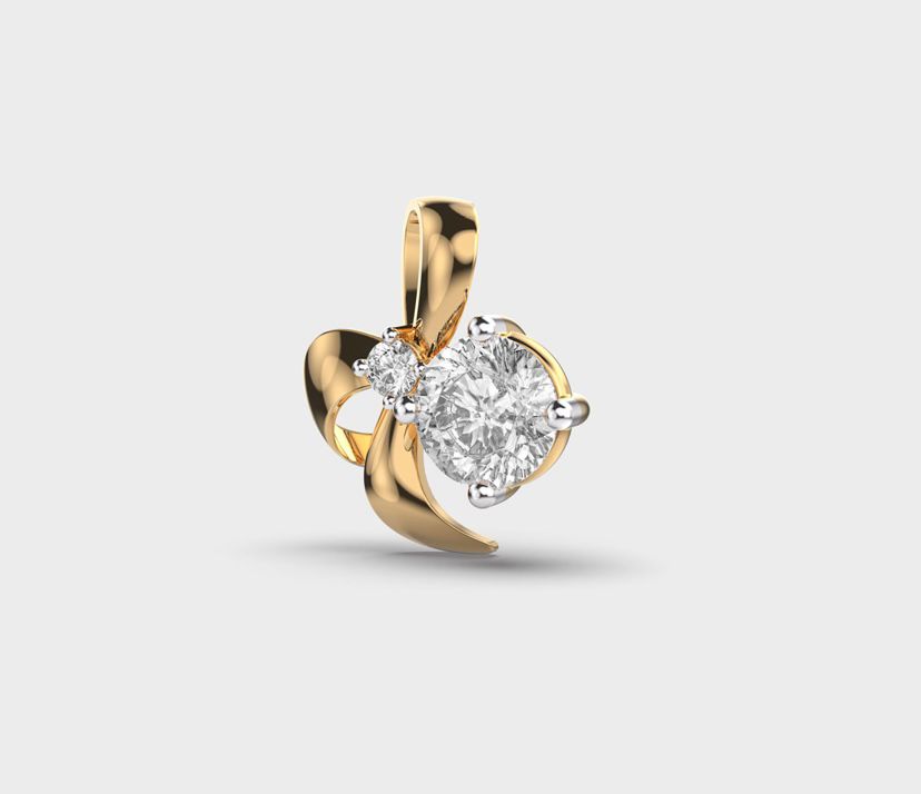 Bow with a Padma Cut Diamond Pendant without Chain