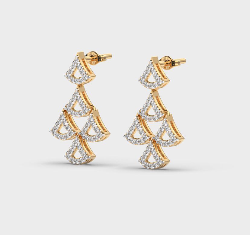 Layered Tier Diamond-Encrusted Earrings