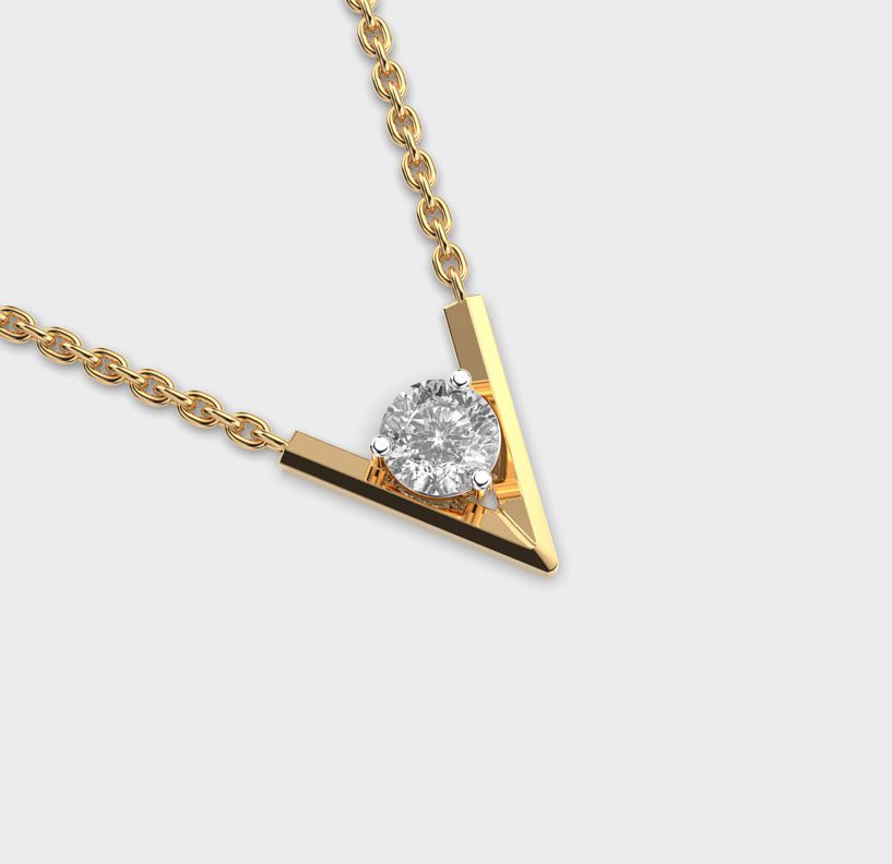 V-Shaped Padma Cut Diamond Pendant with Chain