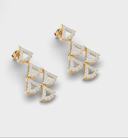 Layered Tier Diamond-Encrusted Earrings