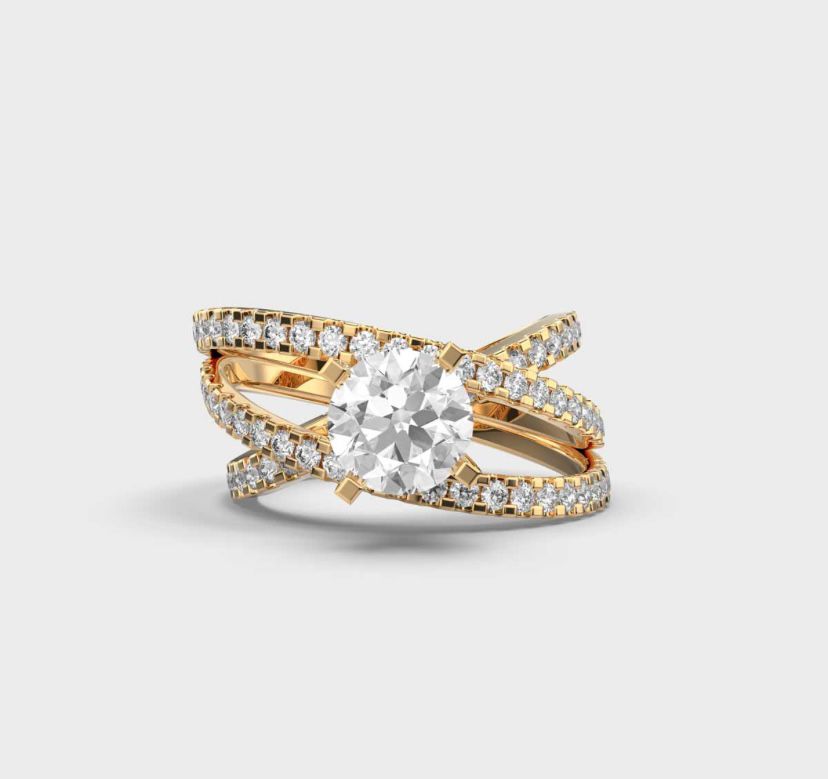 Celestial Solitaire Diamond Crisscross Ring