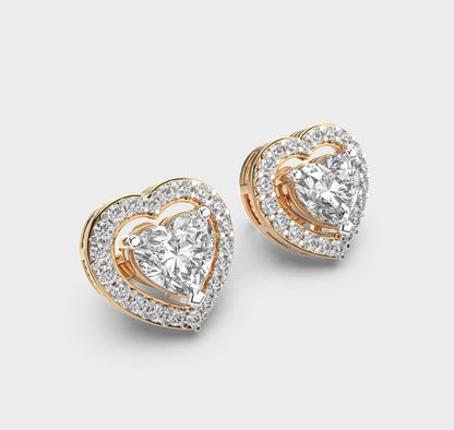 1 Carat Heart and Halo Studs