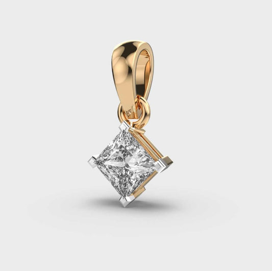 Classic Princess Solitaire Pendant (Without Chain)
