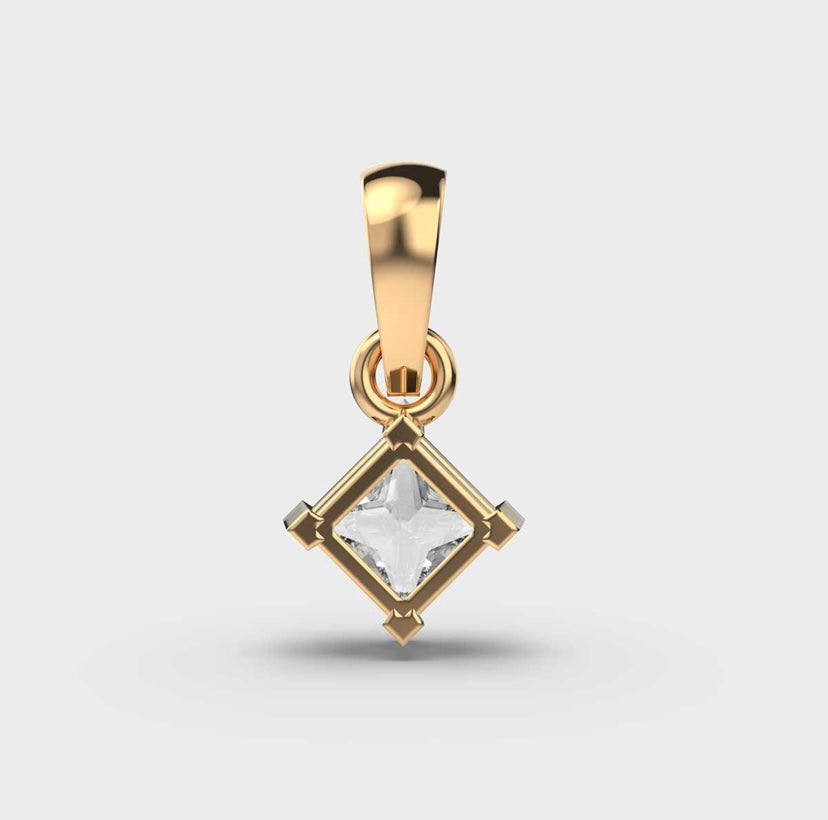 Classic Princess Solitaire Pendant (Without Chain)