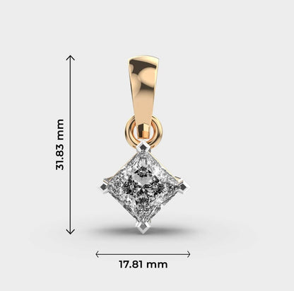 Classic Princess Solitaire Pendant (Without Chain)