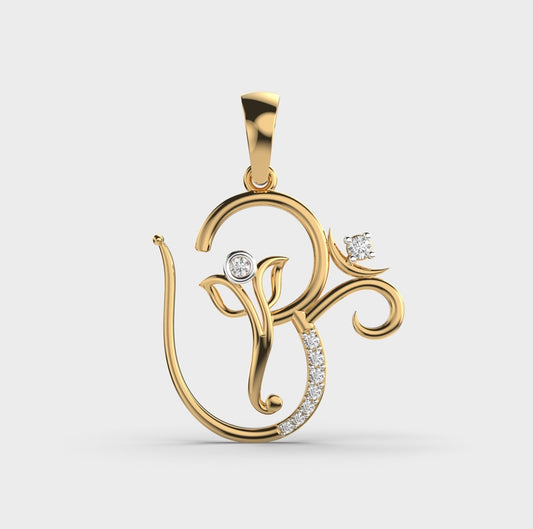 Ganesha OM Diamond Pendant Without Chain