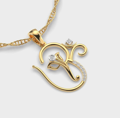 Ganesha OM Diamond Pendant Without Chain