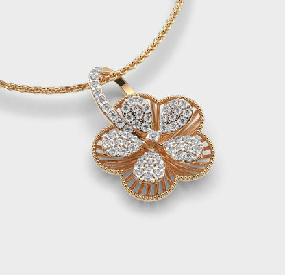 Intricate Flora Diamond Encrusted Pendant Without Chain