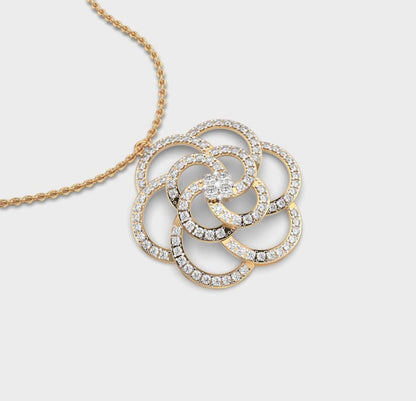 Swivlelling Flower Diamond Pendant without Chain