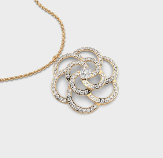 Swivlelling Flower Diamond Pendant without Chain