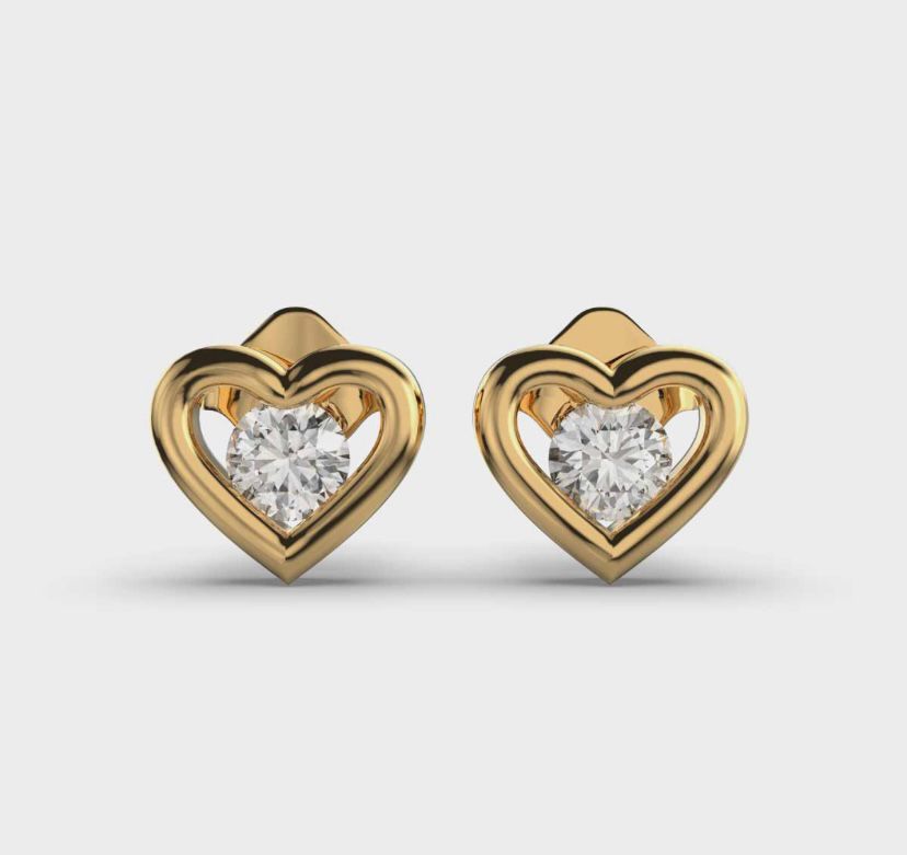 Solitaire in Heart Diamond Earstuds
