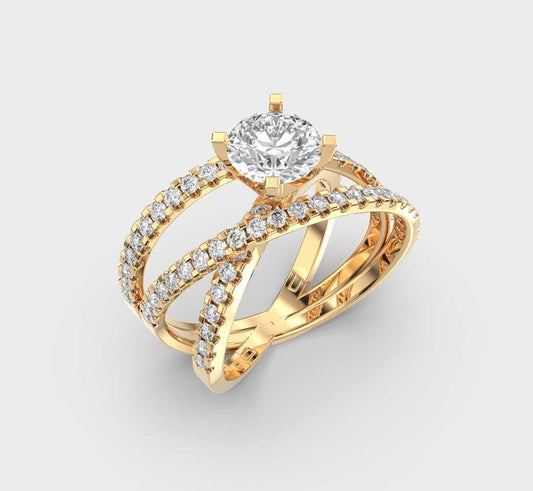 Celestial Solitaire Diamond Crisscross Ring