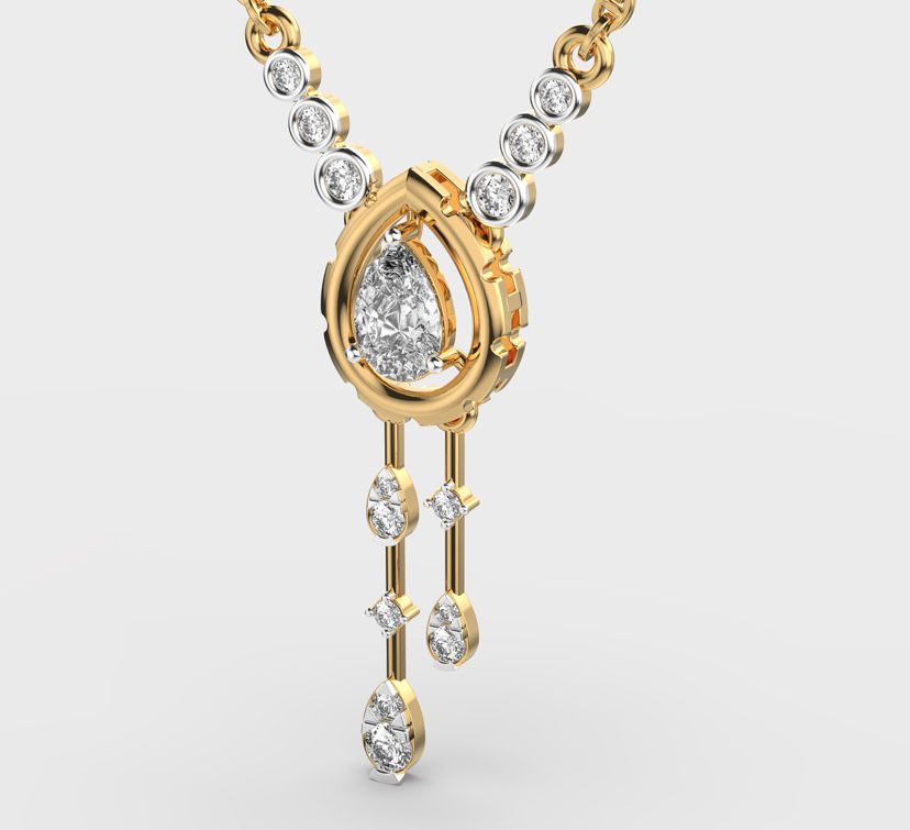 Pear Cut Diamond Elegance Pendant With Chain