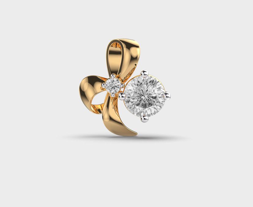 Bow with a Padma Cut Diamond Pendant without Chain