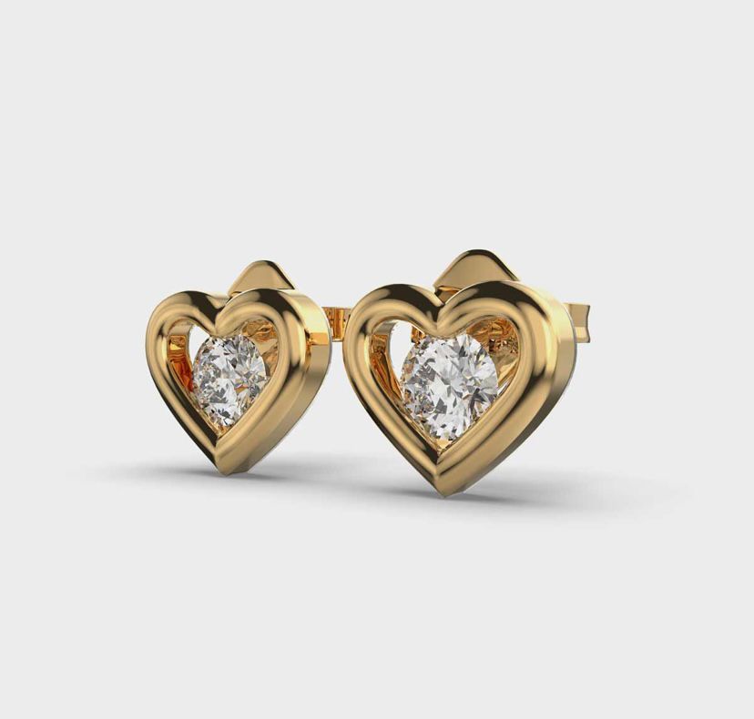 Solitaire in Heart Diamond Earstuds