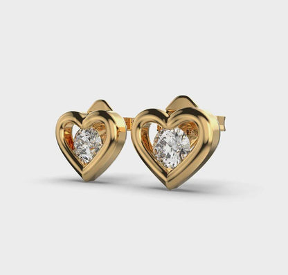 Solitaire in Heart Diamond Earstuds