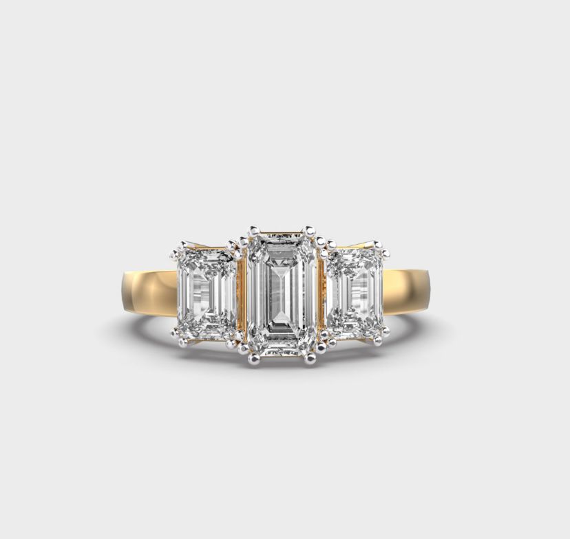 Triad Emerald Diamond Solitaire Ring