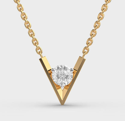 V-Shaped Padma Cut Diamond Pendant with Chain