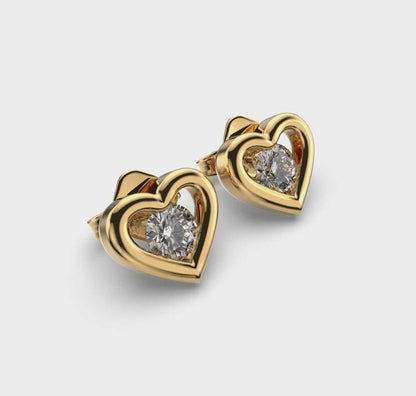Solitaire in Heart Diamond Earstuds